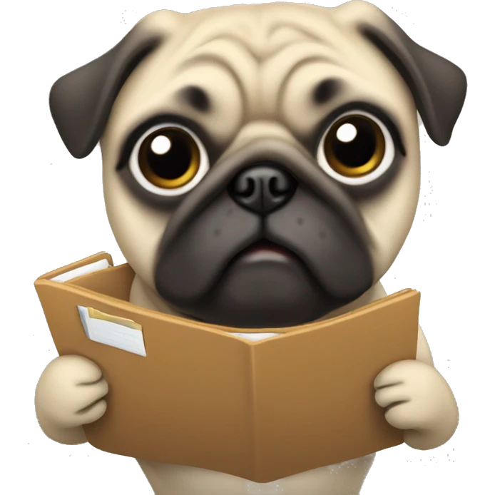 a pug holding a folder emoji