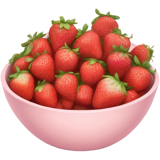 large fancy pastel pink bowl of strawberries emoji