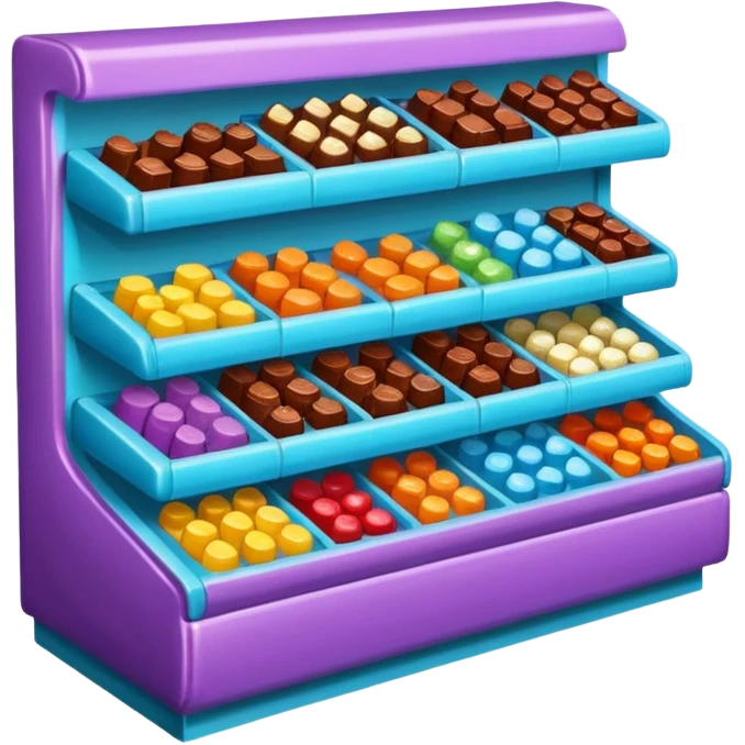 supermarket stand with chocolates and sweets emoji