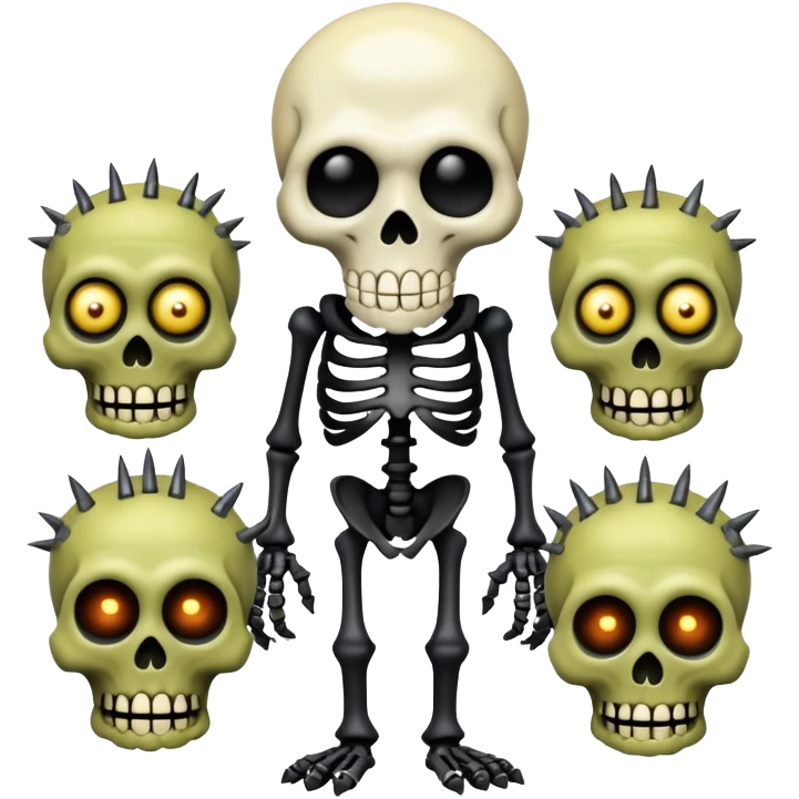 evil undead skeleton overlord with zombie minions emoji