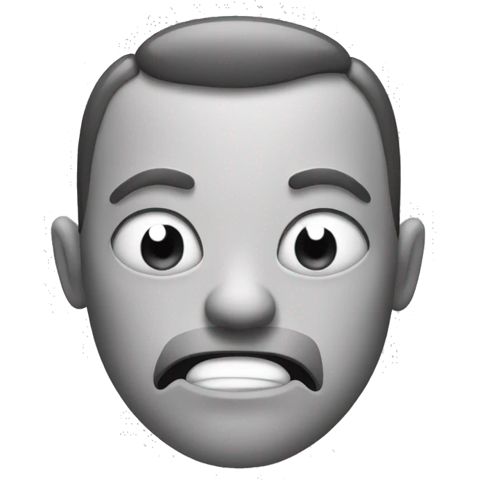 disturbed face with black and white colors emoji