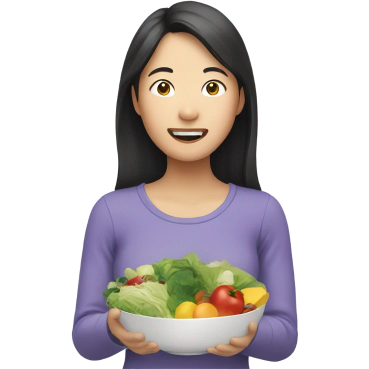 asian person eating healthy emoji