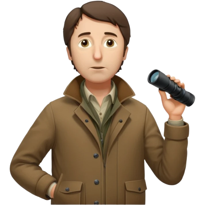 henry David thoreau full body looking up  birdwatching with binoculars emoji