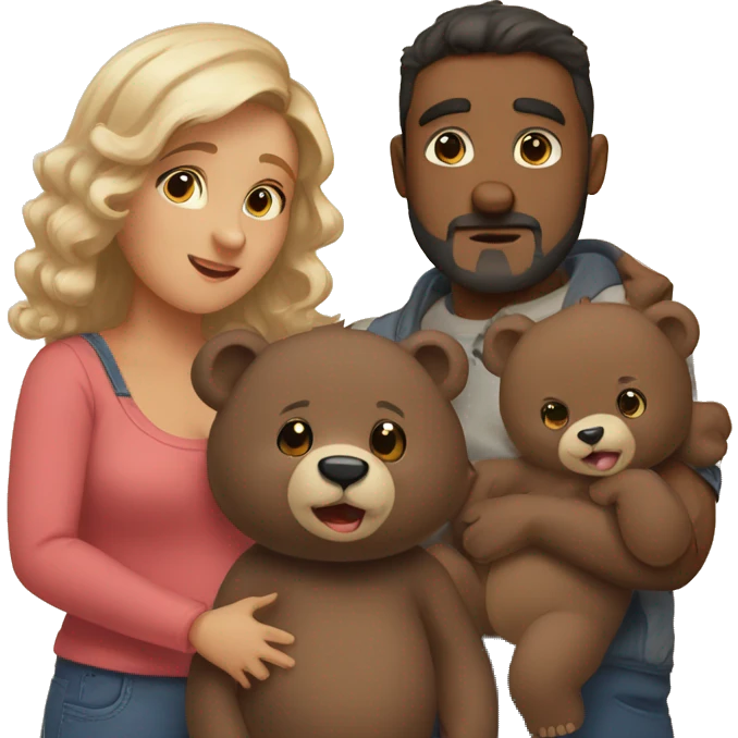 3 adult bears and baby bear emoji