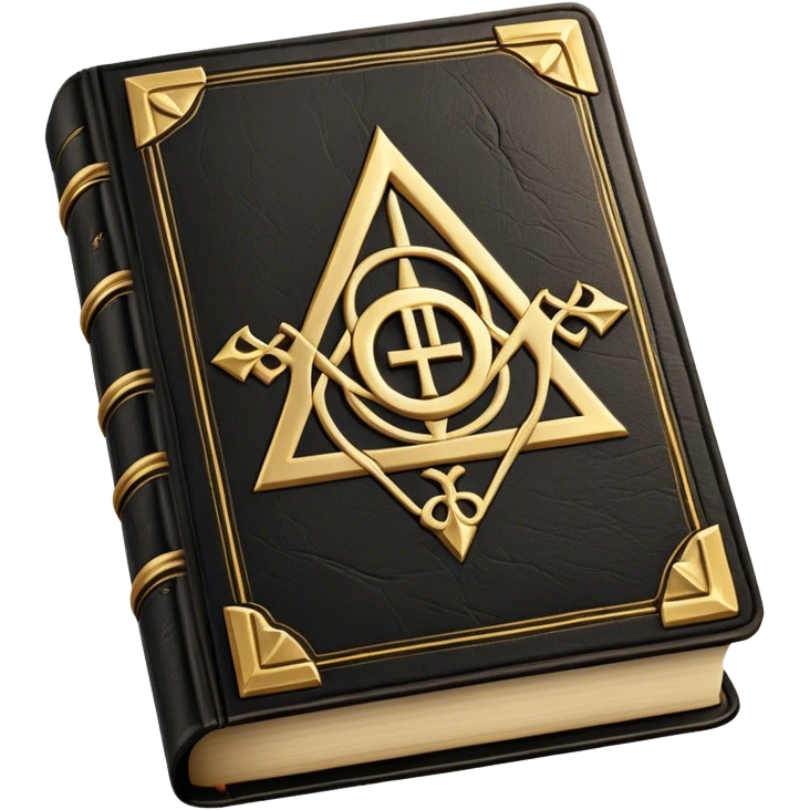 A black and gold book with an aged leather texture, embossed with an alchemical symbol, a compass, or a forging hammer, exuding wisdom, mastery, and the relentless pursuit of greatness. - book on mastery  emoji
