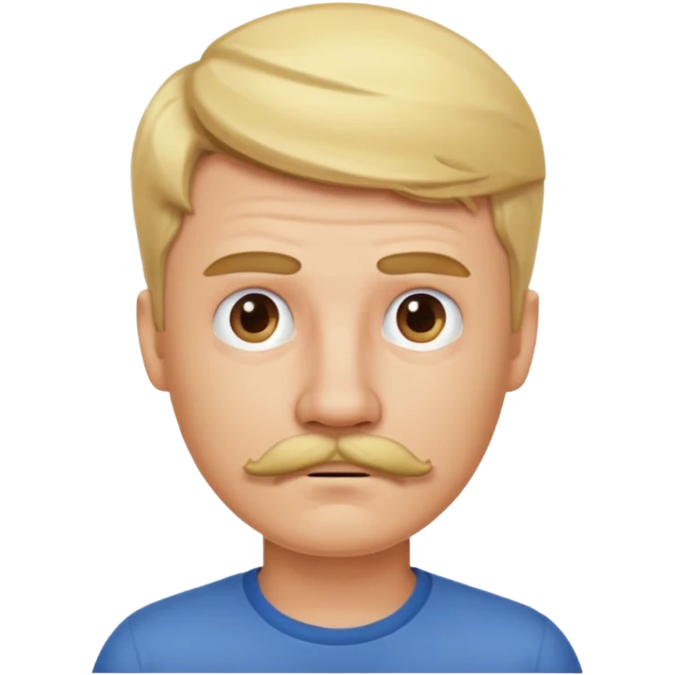 Blonde guy with a mustache looking confused  emoji