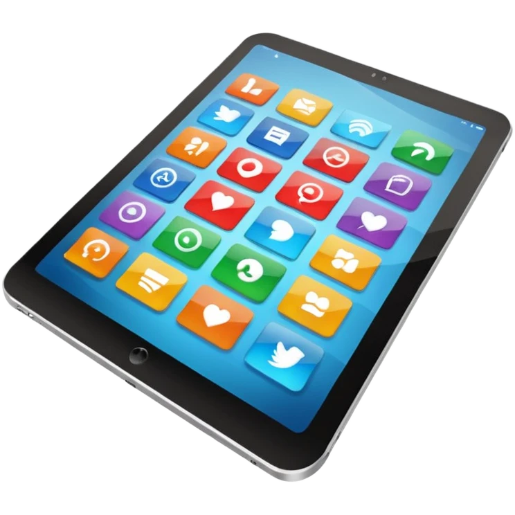 tablet with overlapping interface windows emoji