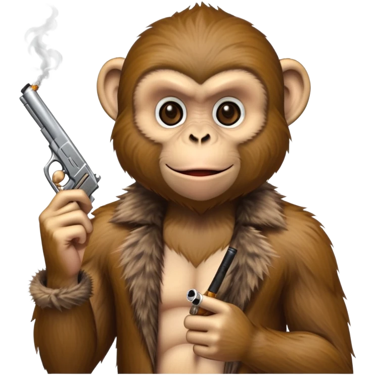 Monkey, smoking cigarette and holding a gun emoji