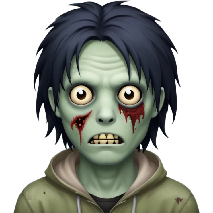 crie um emoji de zumbi homen com o cabelo de emo grande cobrindo o rosto assim🧟 emoji