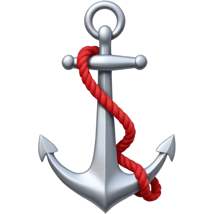 Je veux un emoji encre dans ce style là : ⚓ je veux qu’il représente sentimental par un noeud : 🪢 peut tu me faire l’ancre en argent en gardant la corde rouge plus petite la corde  emoji