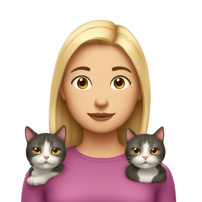Girl with two fat cats emoji
