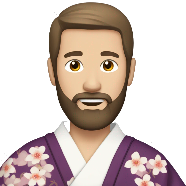 bearded white man with dark hair wearing a kimono emoji