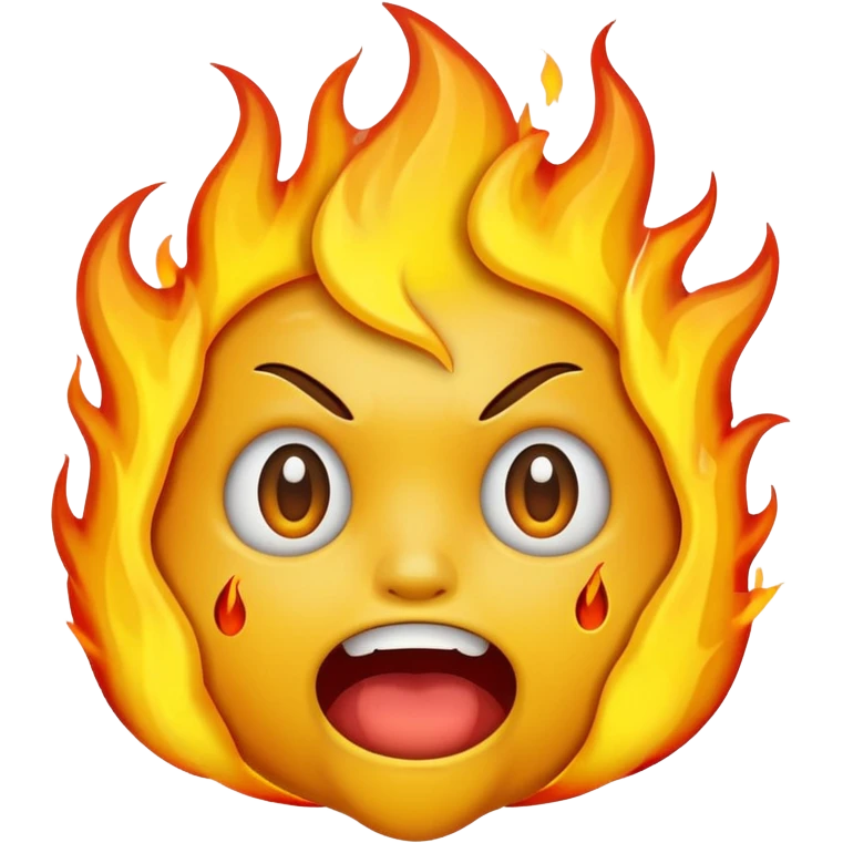 The emoji yellow On fire Scared emoji