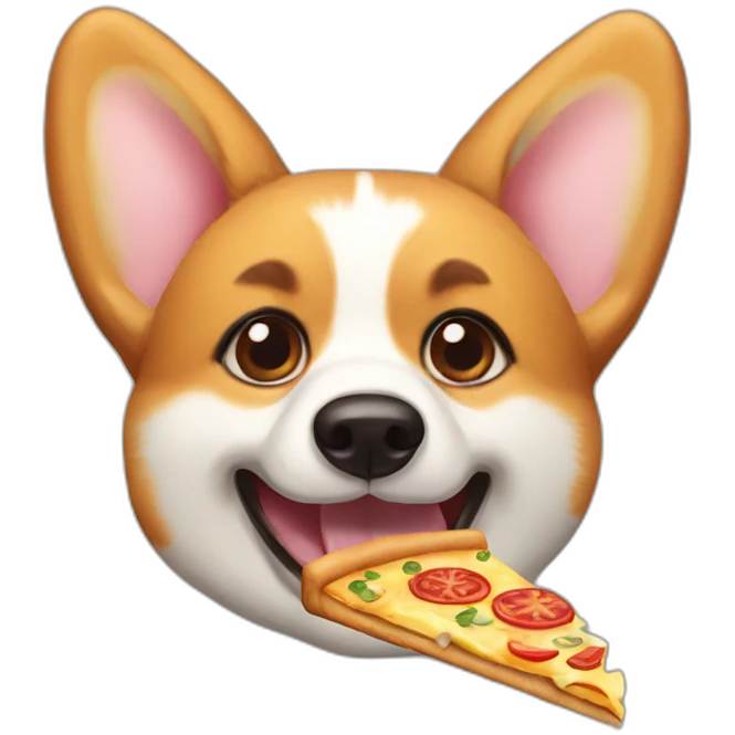corgi eating pizza emoji