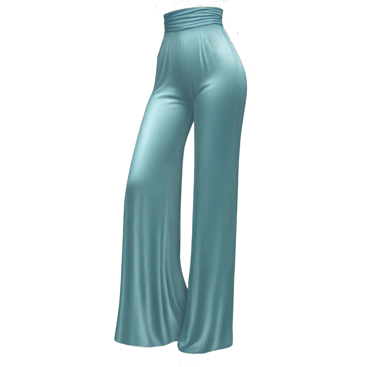 Hyper Realistic isolated side view of a pair of velvet light robins egg blue high waist long wide leg pants. emoji