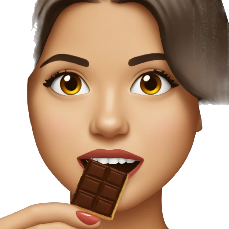 Selena Gomez eating chocolate emoji