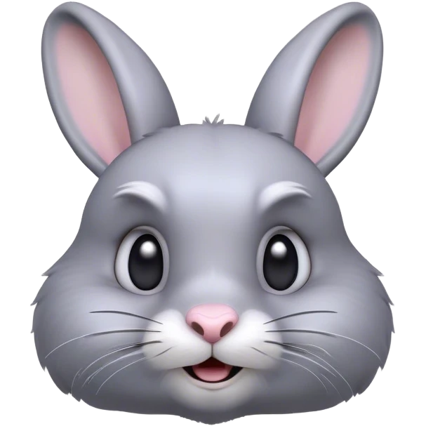 Cinematic Comical Grey Rabbit Portrait Emoji, Head tilted dramatically with an exaggeratedly amused expression, featuring a striking grey fur with subtle textures, wide, expressive grey eyes filled with playful disbelief, Simplified yet hilariously expressive features, highly detailed, glowing with a slightly sassy glow, high shine, dramatic yet playful, stylized with an air of cheeky mischief, bright and endearing, soft glowing outline, capturing the essence of a spirited and over-the-top bunny, so meme-worthy it feels like it could side-eye its way into internet fame instantly! emoji