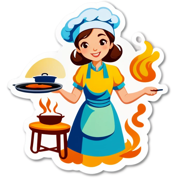 A woman cooking emoji