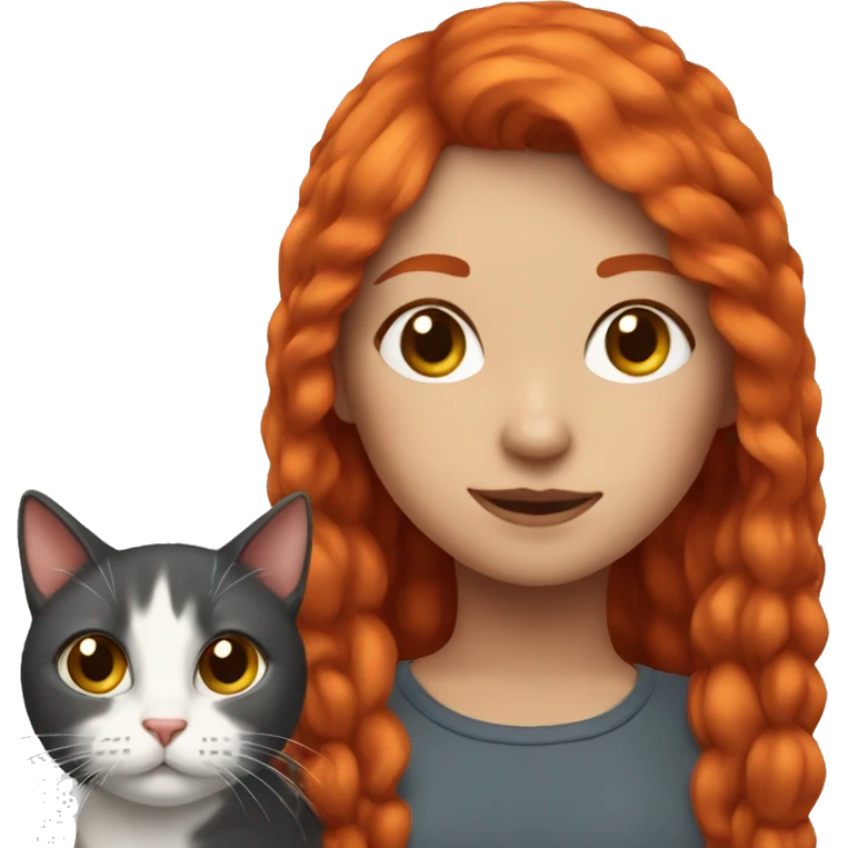 girl with red hair and cat emoji
