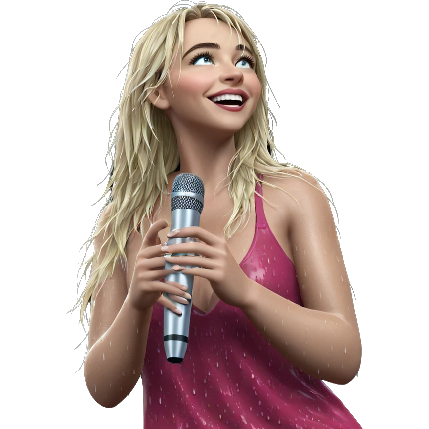 blonde girl singing in rain emoji