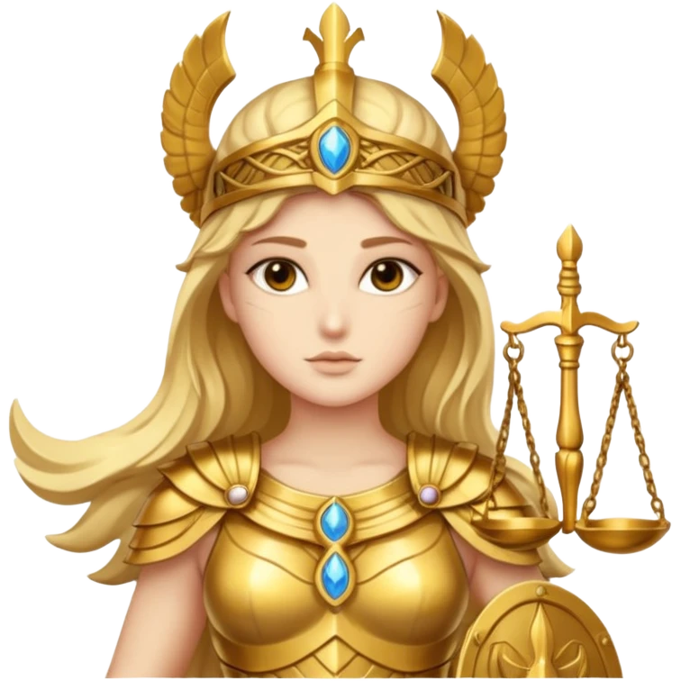 athena goddess, with scales of justice emoji