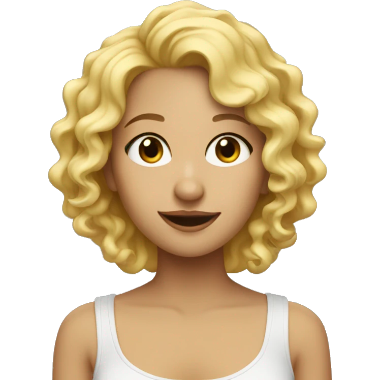 a girl with blond curls and music emoji