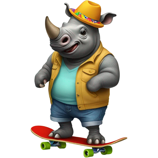 a rhino on a skateboard with a toupee  emoji