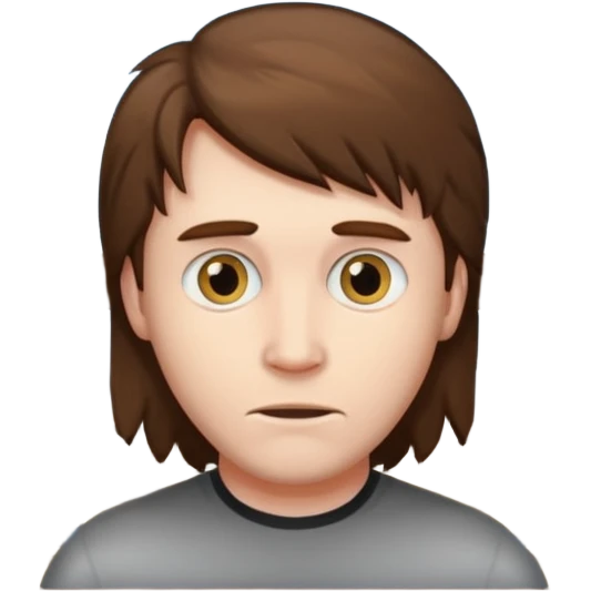 Guy with mullet brown hair creepy peeking through window emoji