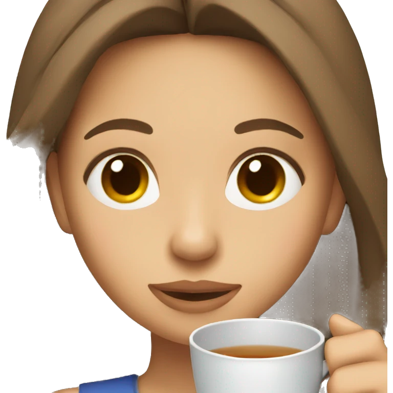 Girl sipping tea with brown hair  emoji