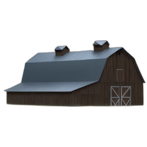 Barn with a storm cloud over emoji
