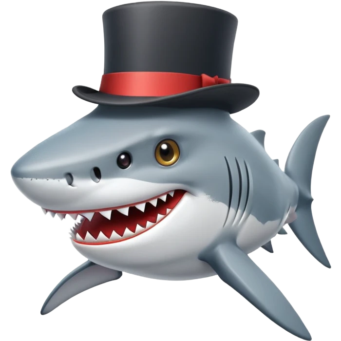 Shark with a top hat emoji