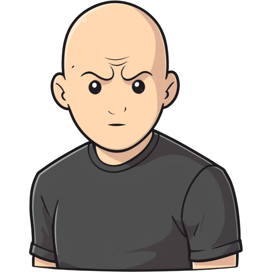 bald man in blackshirt emoji