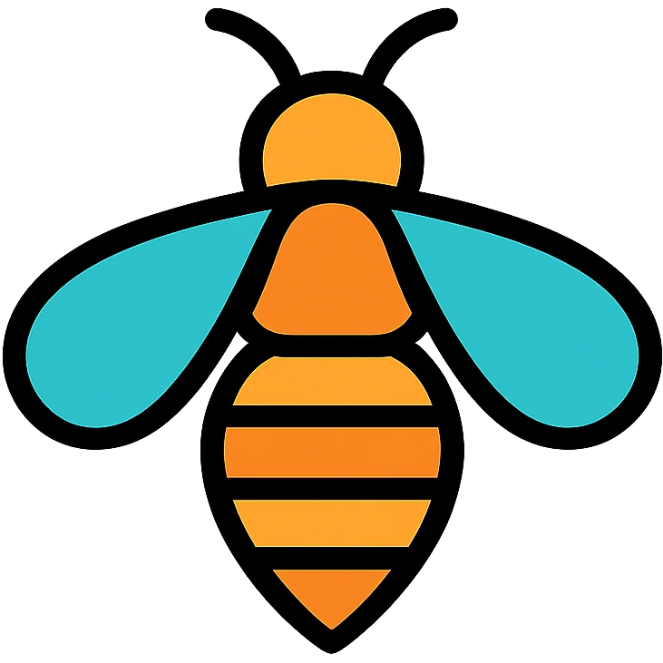 a stylized bee, modern icon style, simple icon design emoji