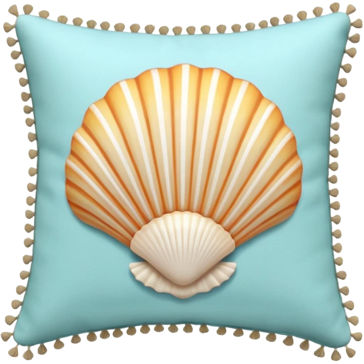 Seashell patterned pillow with tassels emoji