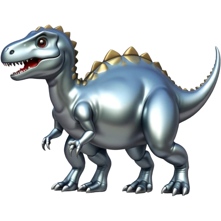 Chrome metallic dinosaur  emoji
