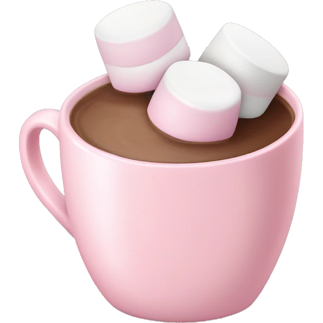 Light Pink mug of hot chocolate with marshmallows  emoji