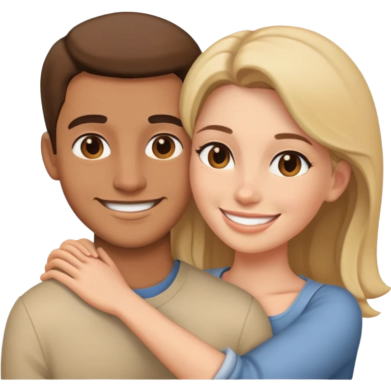 Woman holding a man from behind emoji