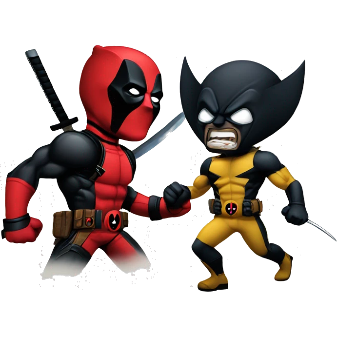 deadpool and wolverine fighting emoji