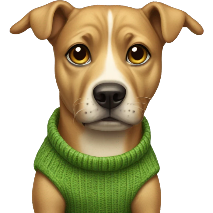Dog wearing a turtle sweater emoji
