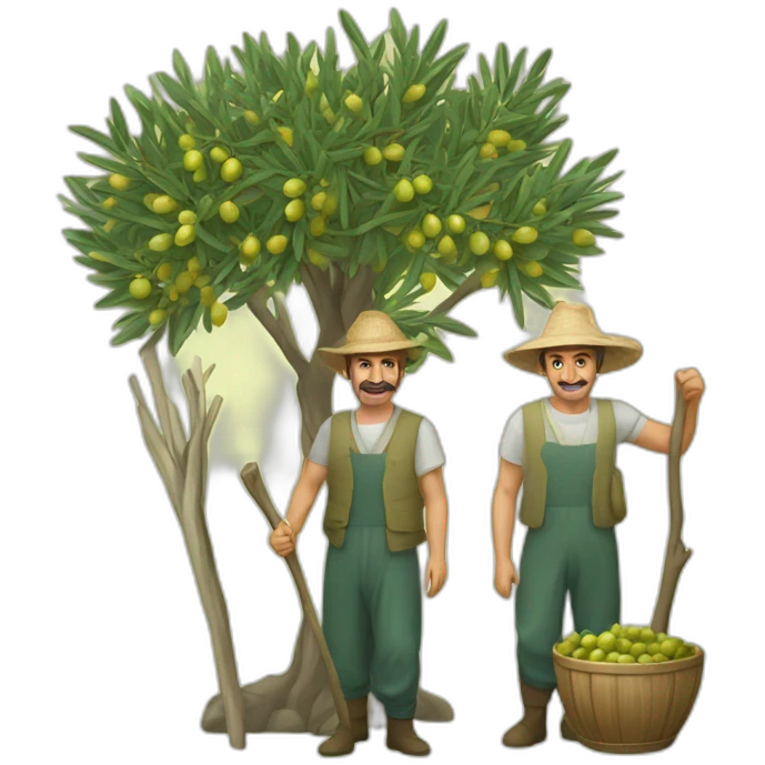 olive tree and andalusian farmers with a stick emoji