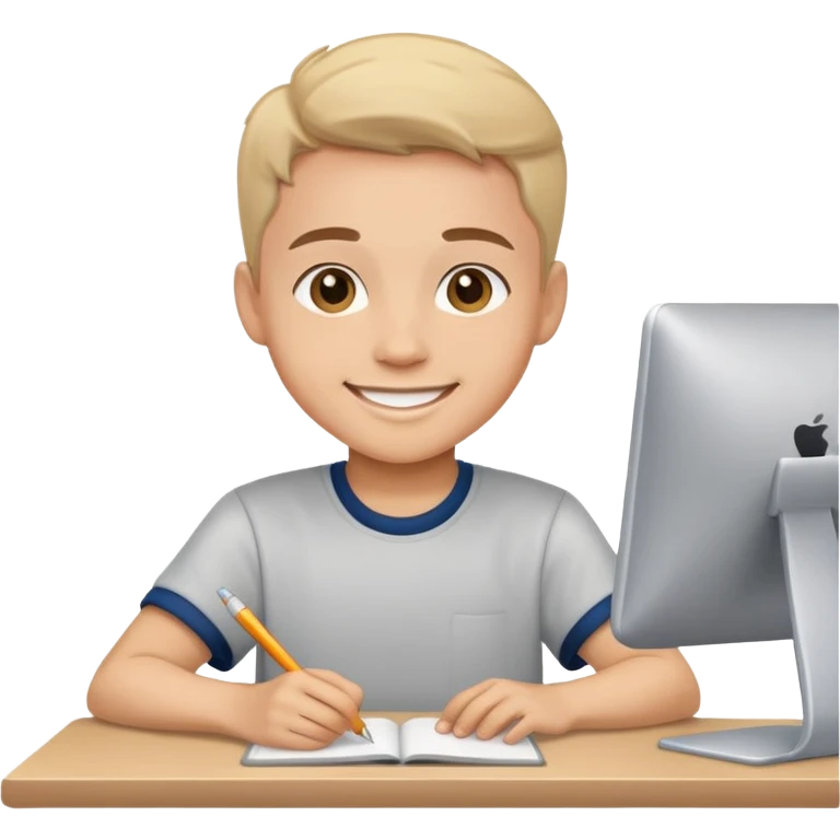 smiling student at a desk emoji