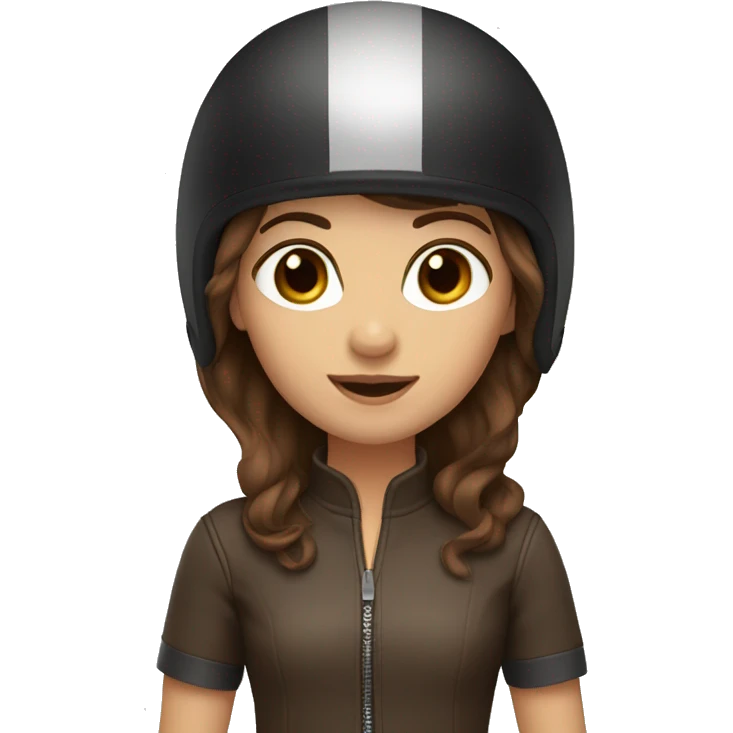 brown hair brown eyes girl with a motorcycle helmet on emoji