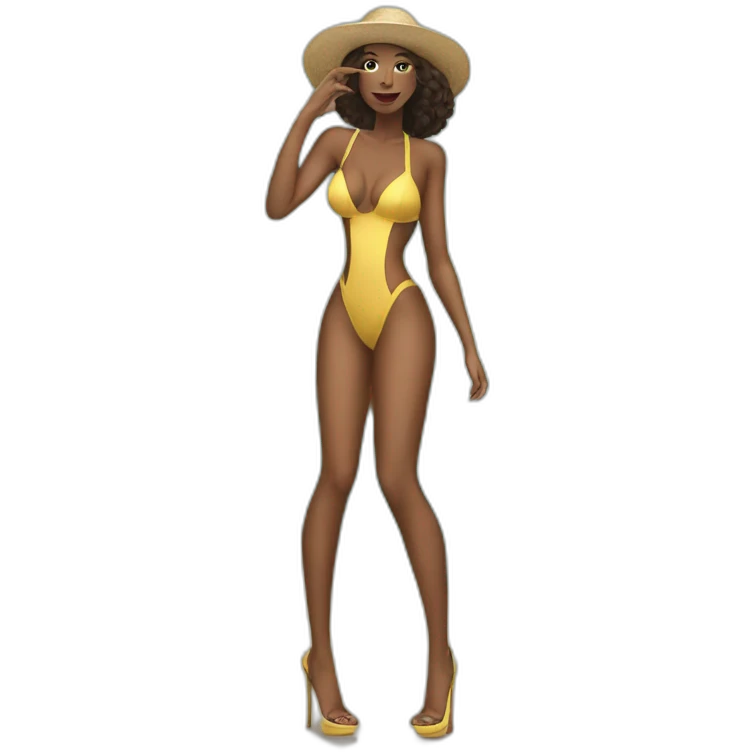 sexy woman on high heels swimming suit long legs emoji