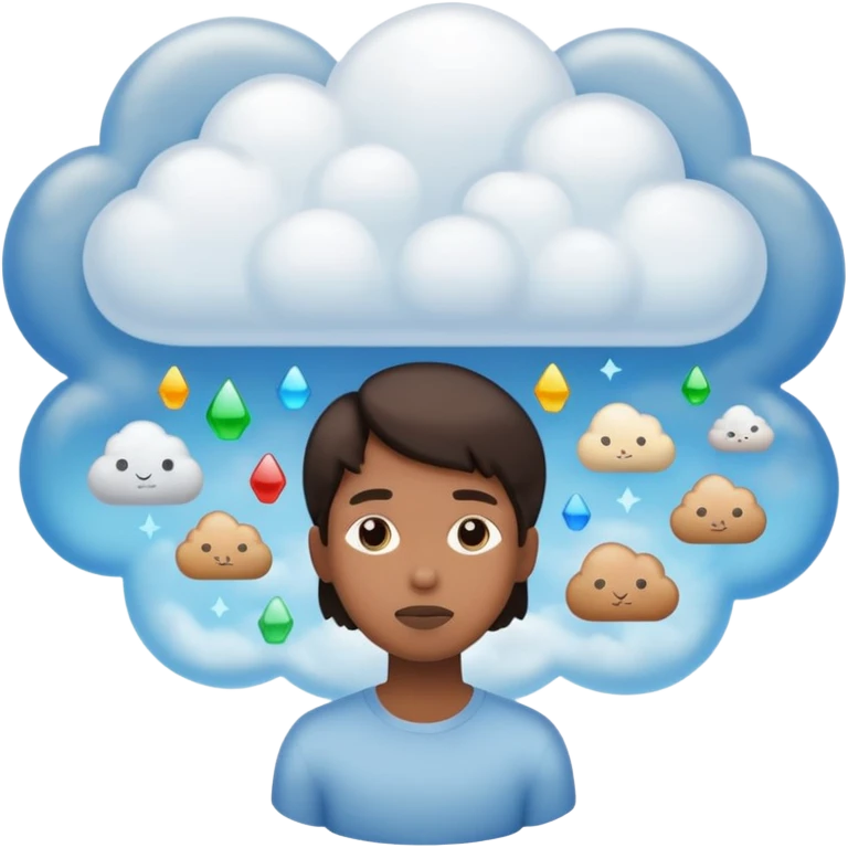 the items in the clound dont u underst<nd so it looks like hes thinking about that  emoji