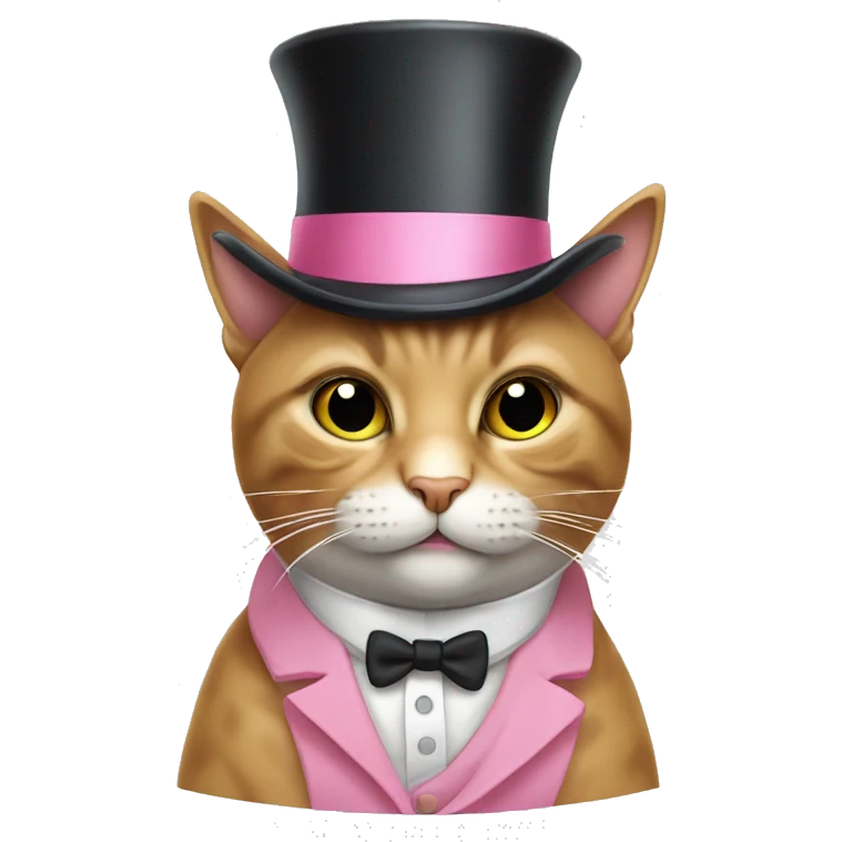 cat wearing pink top hat with monocle emoji