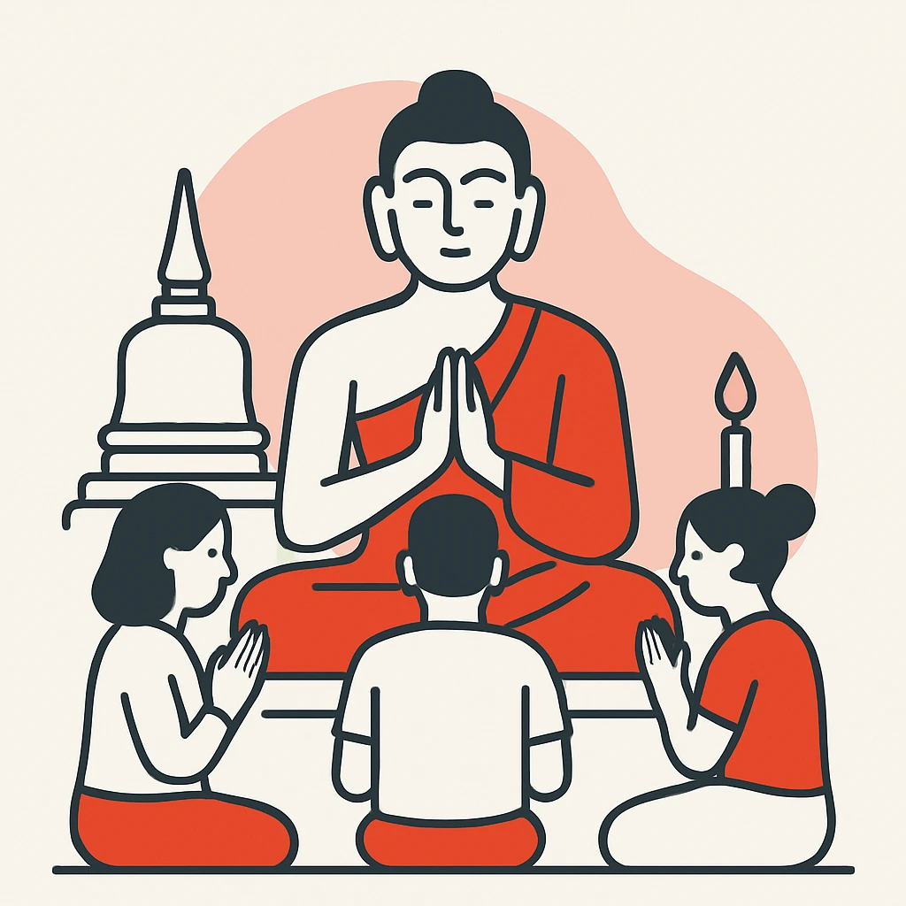 people praying in a Buddhist temple emoji