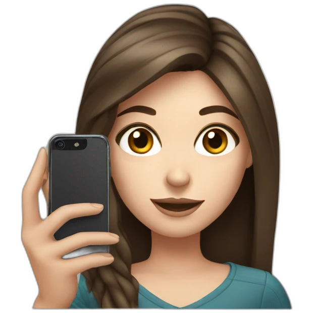 brunette white girl making a selfie with phone emoji