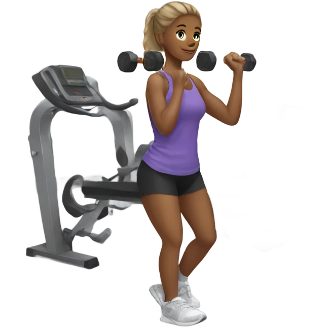 White teenage girl working out in the gym emoji