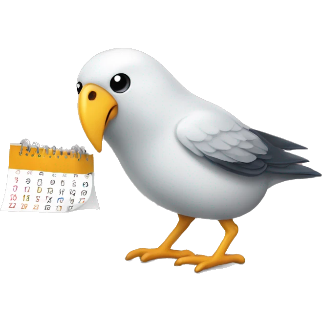 bird destroys calendar emoji