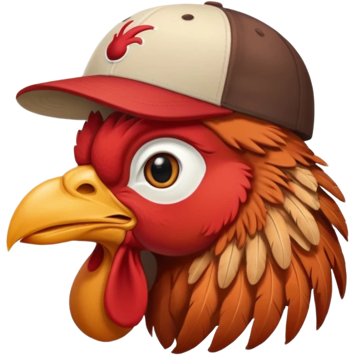 rooster wearing baseball cap emoji